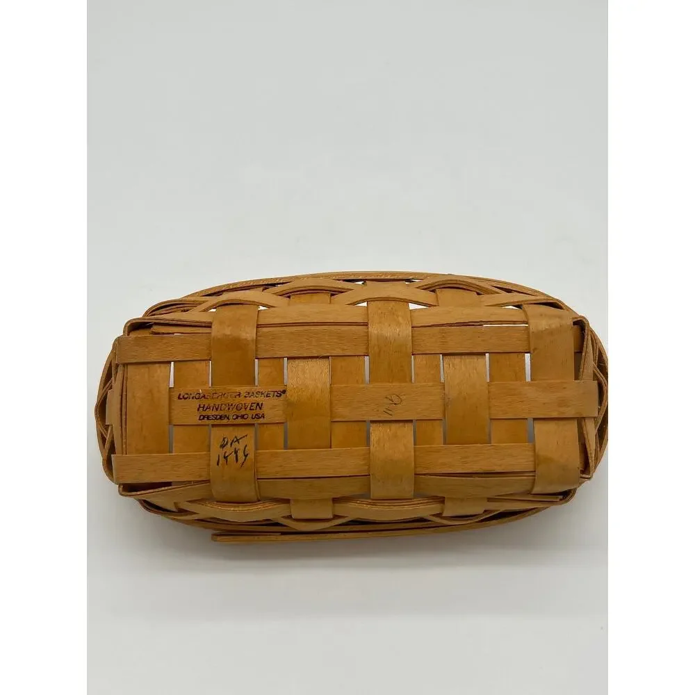 Longaberger Handwoven Small Oval Basket 1986 USA Woven Wood Trinket Basket